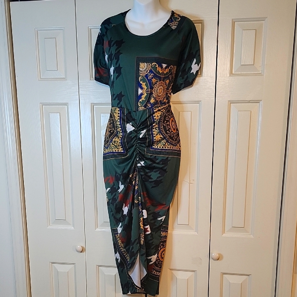 Ashley Stewart Green Sheath Midi Dress